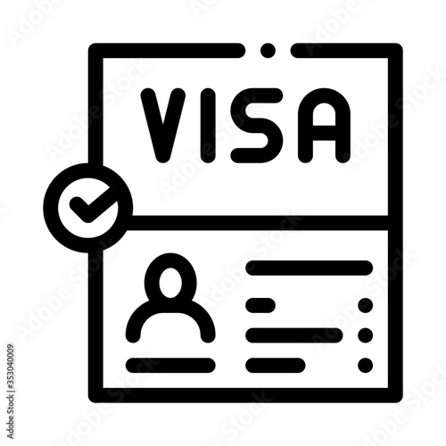 visa document confirmation icon vector. visa document confirmation sign. isolated contour symbol illustration