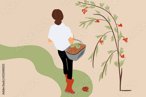 Woman picking berries outdoors