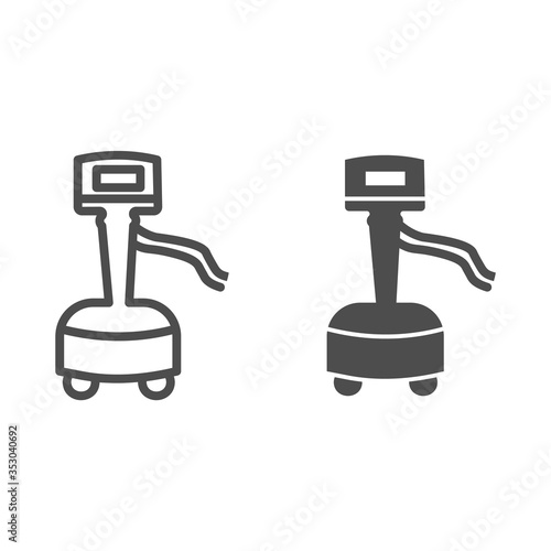 Medical ventilator line and solid icon, healthcare concept, Artificial ventilation of lungs sign on white background, Apparatus for lung ventilation icon in outline style for mobile. Vector graphics.