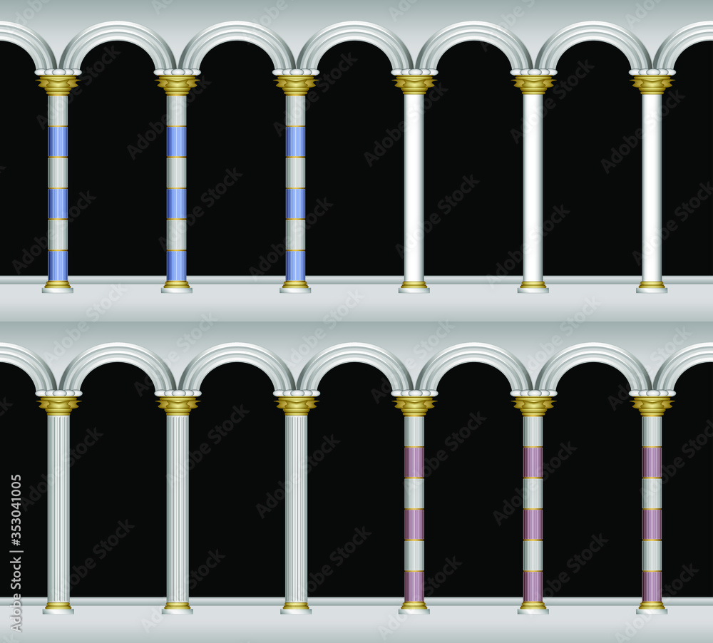 Vector illustration template marble columns four variants of appearance ...