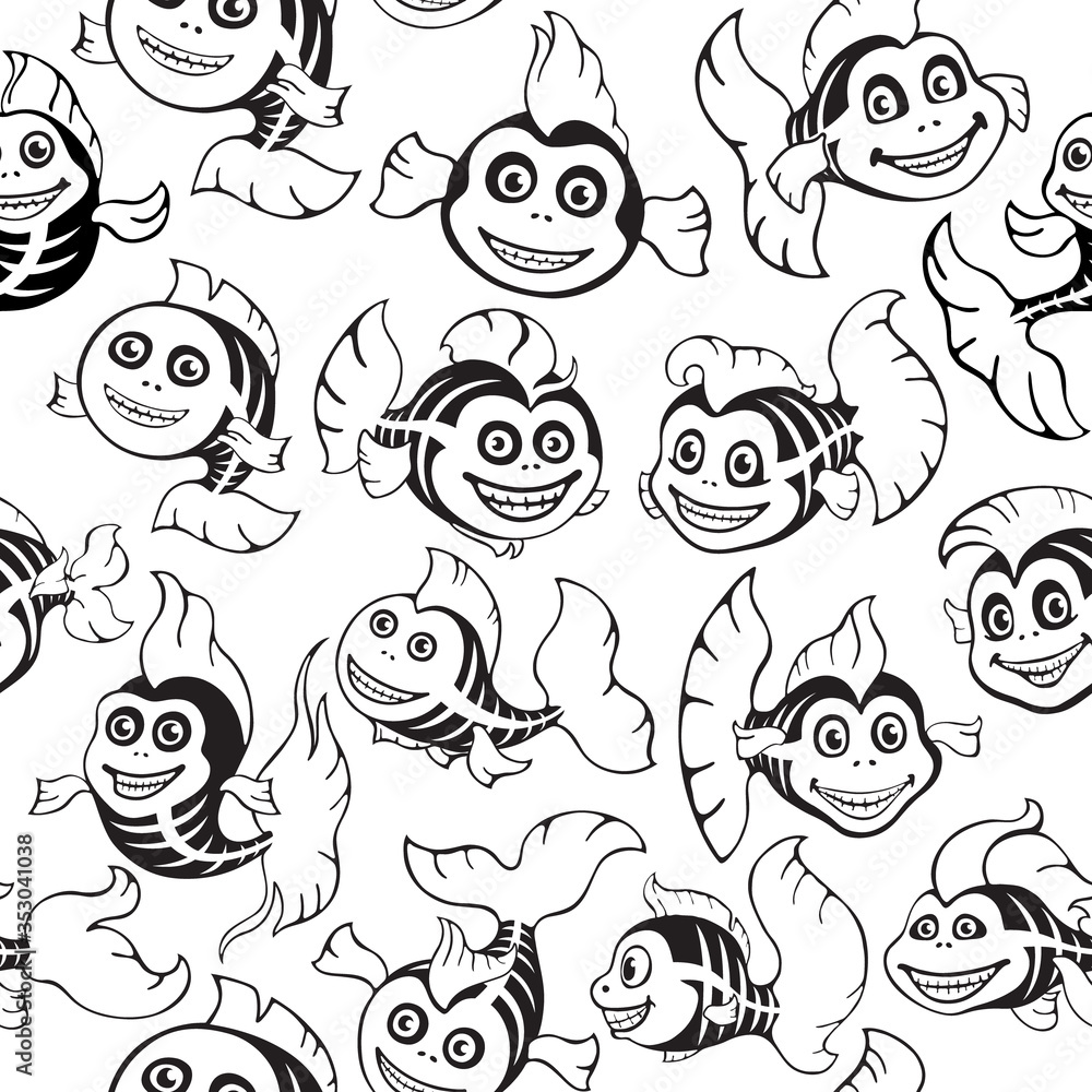 Cute fish skeletons. Halloween seamless pattern. Cute fish skeletons. Halloween seamless pattern.