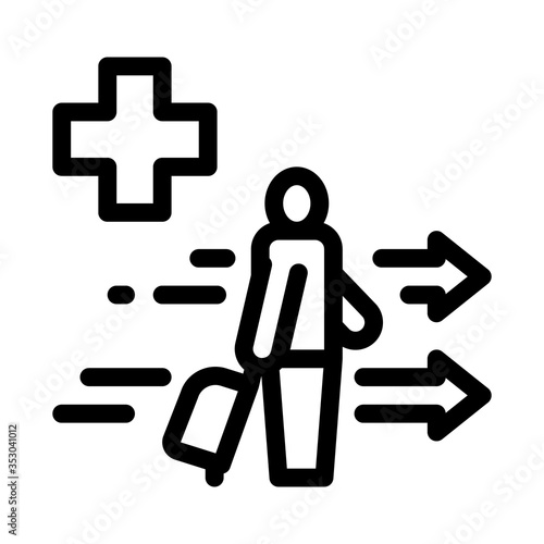 medical assistance to tourist with suitcase icon vector. medical assistance to tourist with suitcase sign. isolated contour symbol illustration