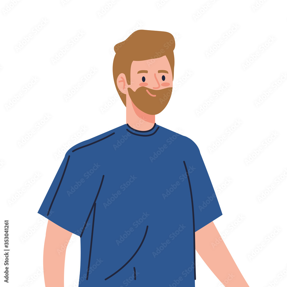 young man with beard on white background vector illustration design