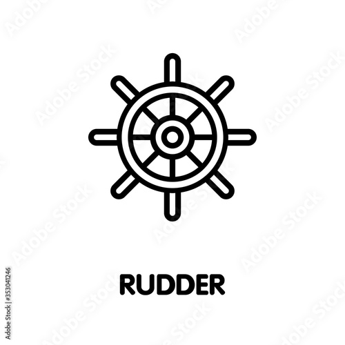 Rudder boat outline icon design illustration on white background