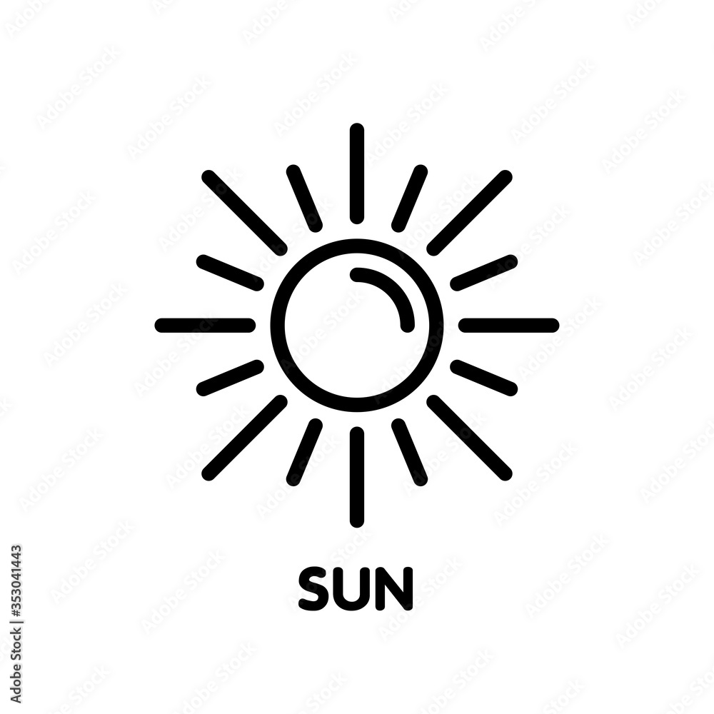 Sun outline icon design illustration on white background Sun outline icon design illustration on white background