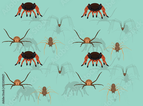 Various Spider Front Cartoon Character Vector Seamless Background Wallpaper-01