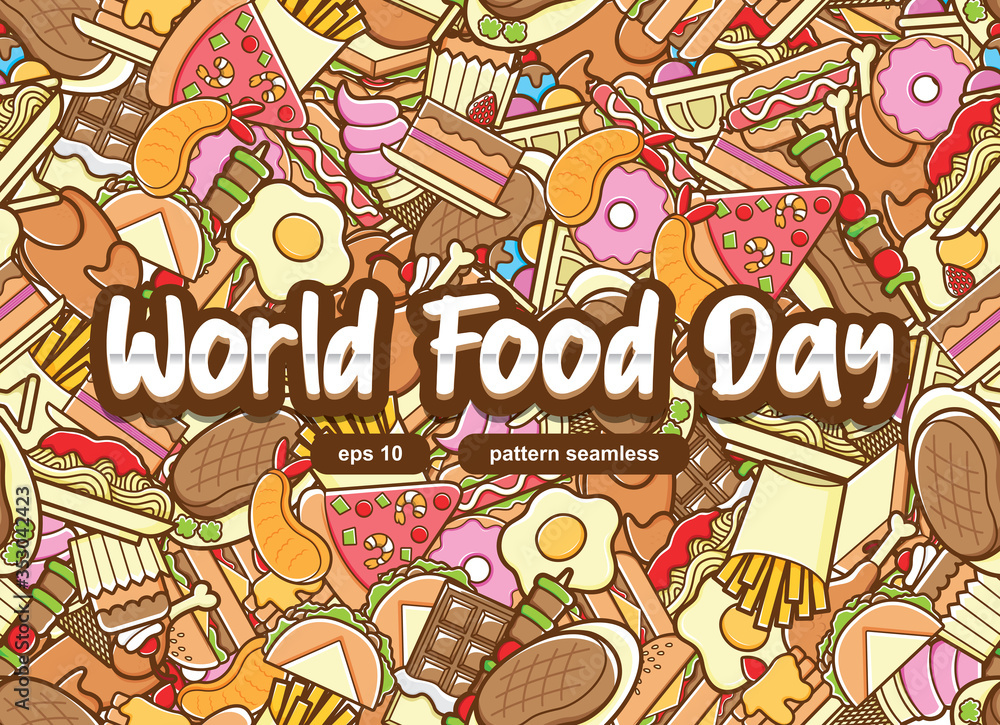 happy world food day with lettering backgound