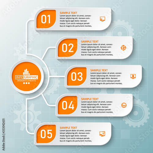 Abstract 3D Paper Infographics. Business template .Vector illustration