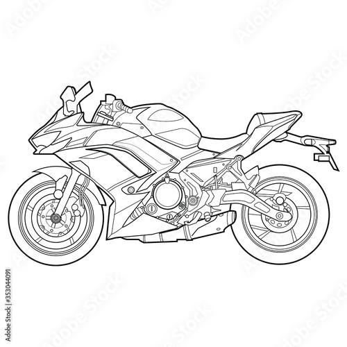 detail outline drawing shape of motorsport superbike bigbike motorcycle vector illustrations
