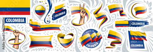Vector set of the national flag of Colombia in various creative designs
