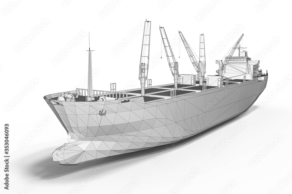 3D render representing development of a ship vessel 