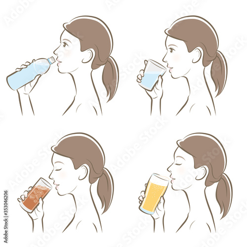 女性の横顔, 冷たい飲み物