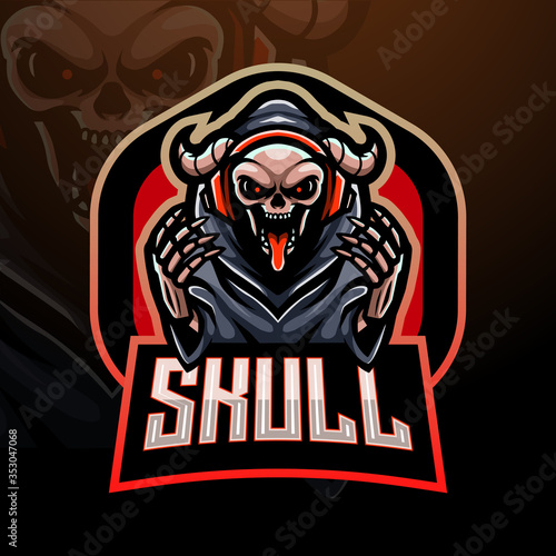 Skull gaming esport logo mascot design