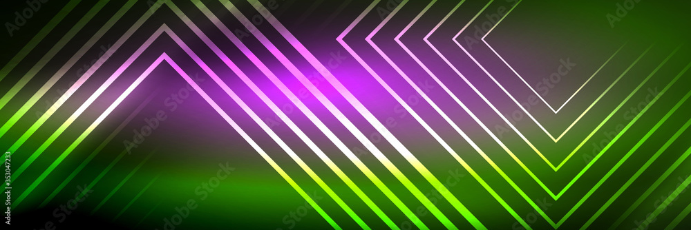 Shiny neon glowing techno lines, hi-tech futuristic abstract background template with square shapes Shiny neon glowing techno lines, hi-tech futuristic abstract background template with square shapes