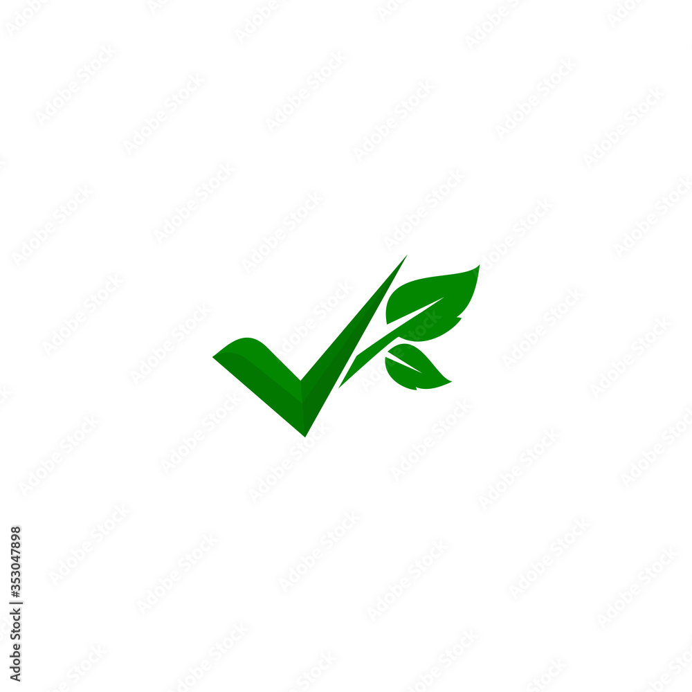 check mark green leaf logo icon - vector check mark green leaf logo icon - vector