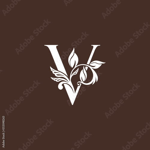 Letter V Luxury Logo Icon design, monogram vintage rustic, ornate style design template
