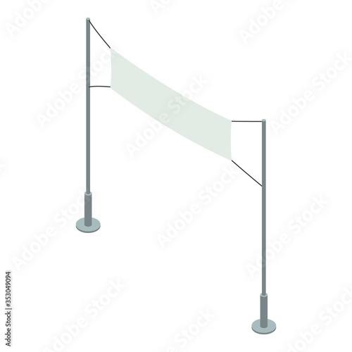 Running marathon advertising banner icon. Isometric of running marathon advertising banner vector icon for web design isolated on white background
