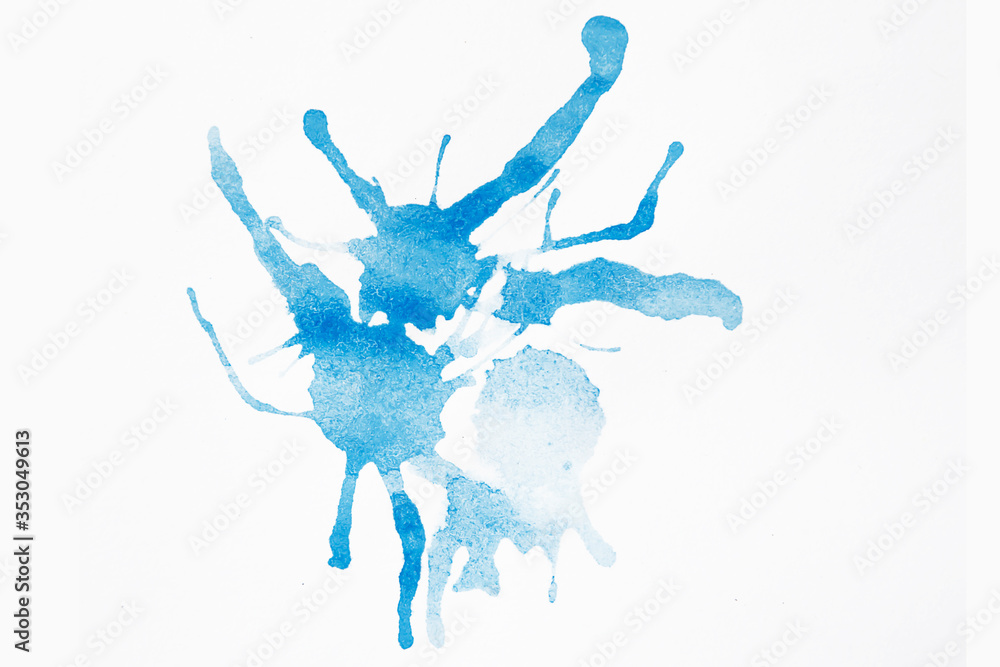Obraz premium Abstract shape watercolor blue on white background, paint splash, hand drawn vector