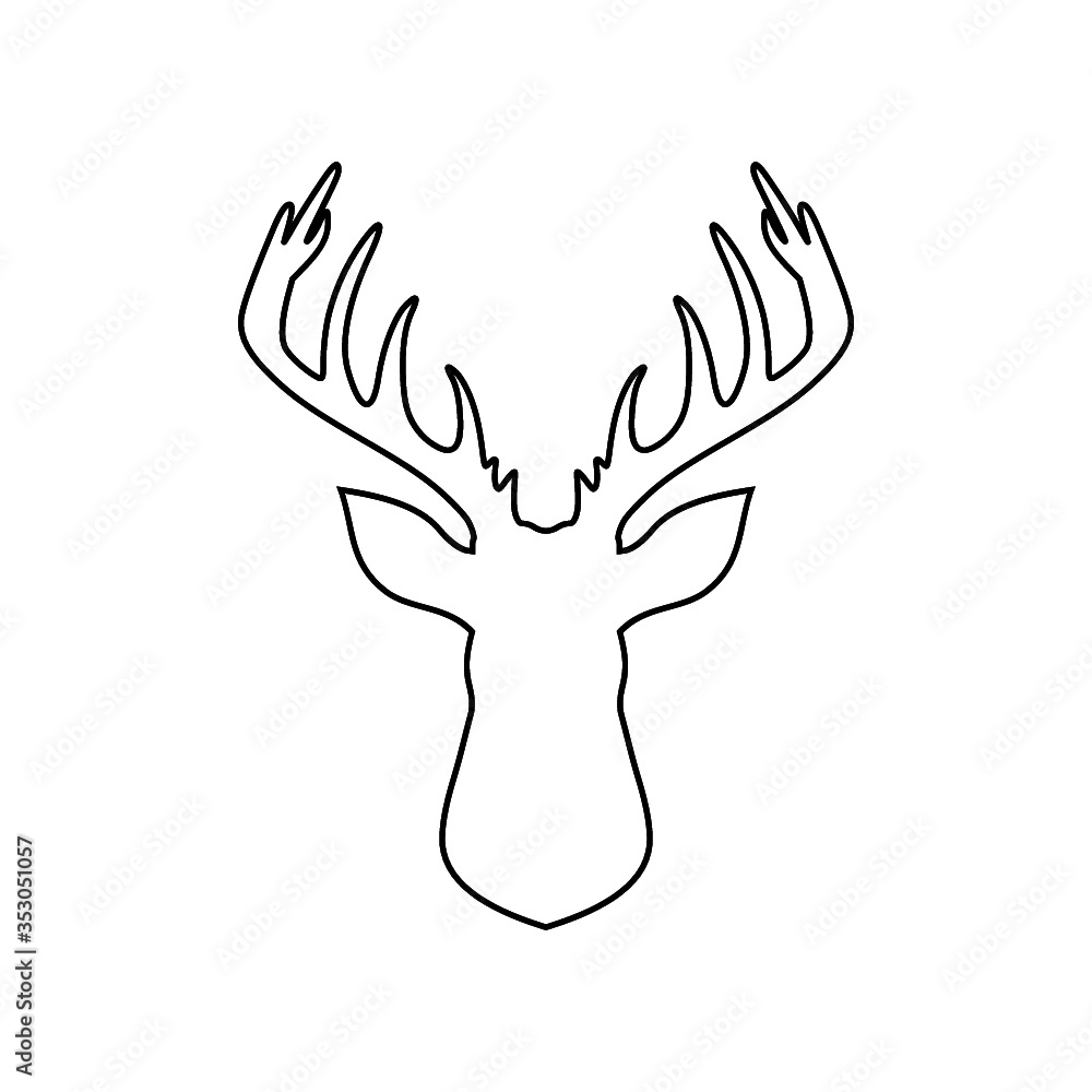 Deer head with antlers icon isolated on white background Deer head with antlers icon isolated on white background