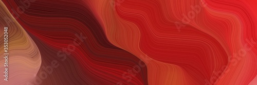 horizontal banner background with firebrick, dark red and indian red color. modern curvy waves background illustration