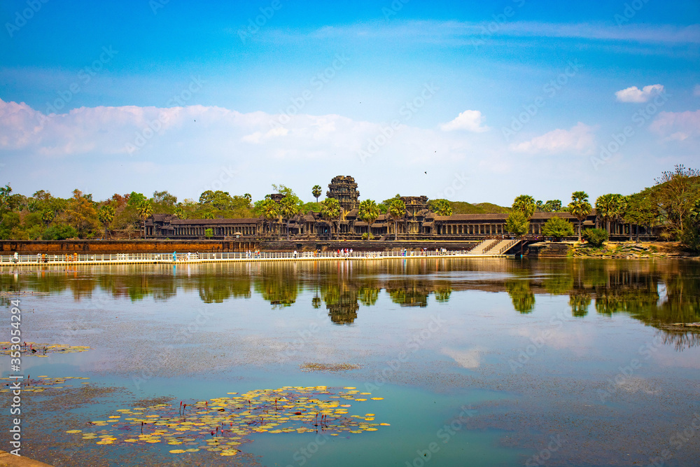 Fototapeta premium A beautiful view of Angkor Wat temple at Siem Reap, Cambodia.