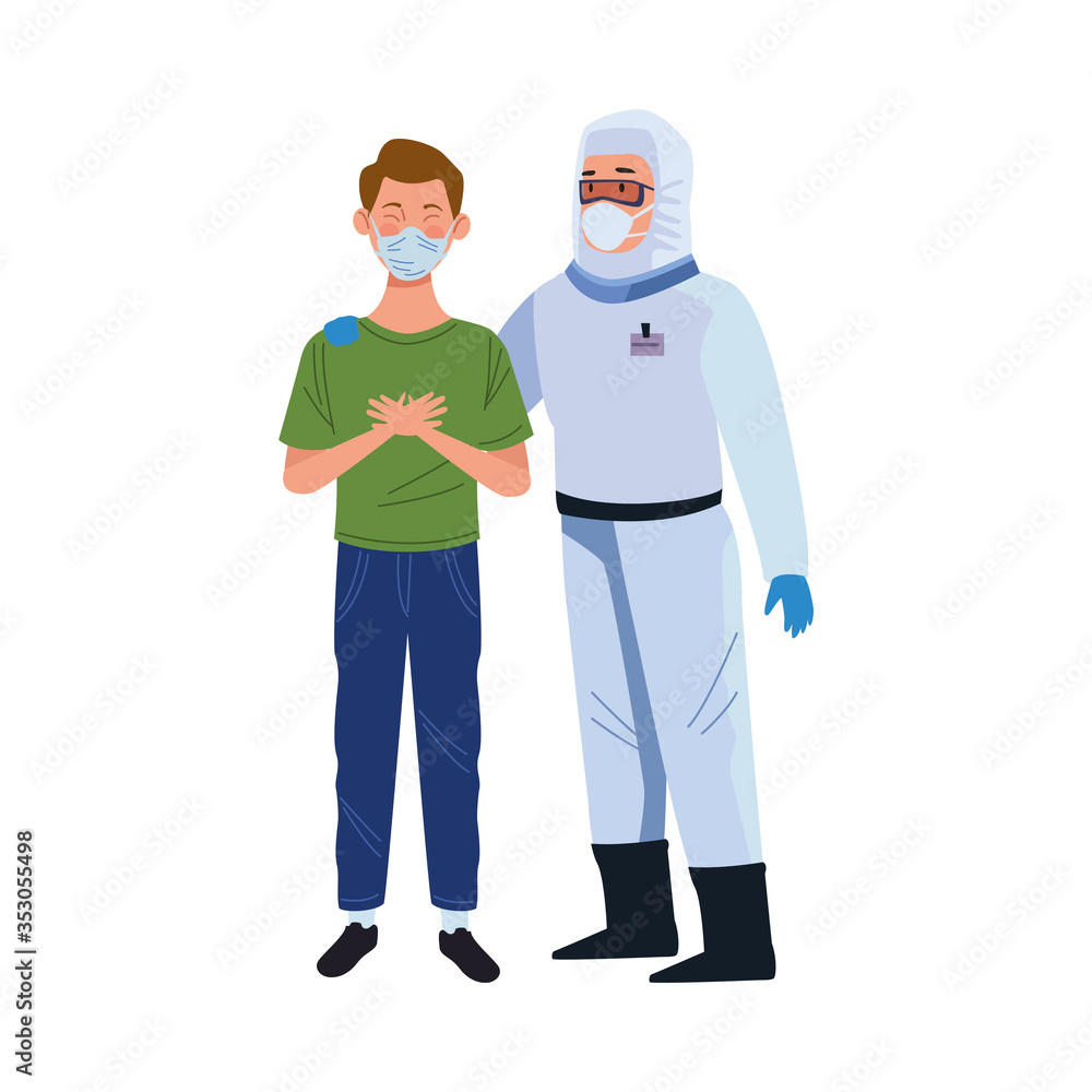 biosafety worker with patient characters biosafety worker with patient characters