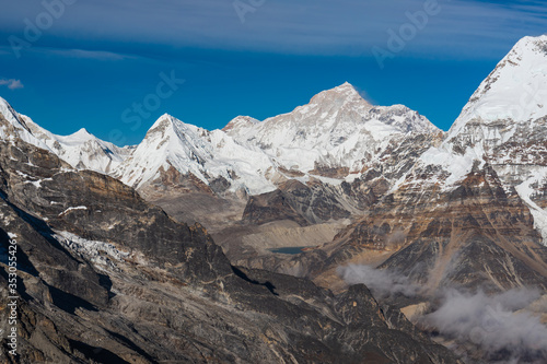 Makalu mountain peak, fifth highest peak in the world view from Mera peak base camp, Himalaya mountains range in Nepal