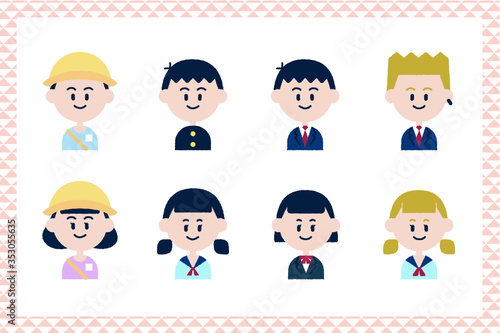 児童・生徒のアイコンセット