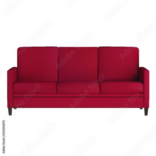 red sofa isolated on white