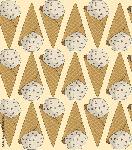Seamless repeating pattern of an icecream cons