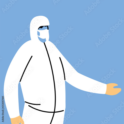 man in protective suit, safety clothing