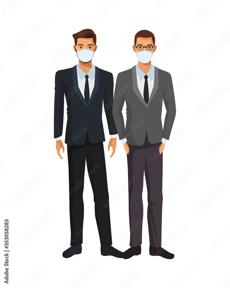 elegant businessmen wearing medical masks elegant businessmen wearing medical masks