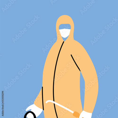 man in protective suit, safety clothing