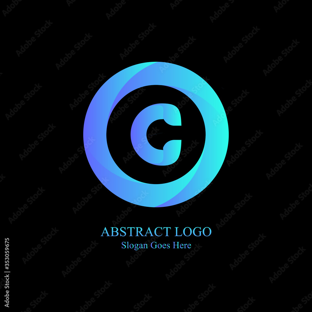 Obraz premium Abstract symbol of letter C. template logo design in abstract circle 