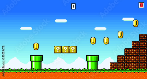 Retro 8Bit Platformer Game for Developing Mobile Games - Asset Kit
