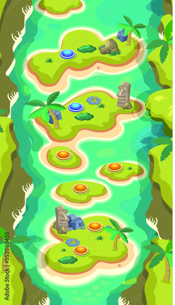 Naklejka premium Mobile Game Level Map Template for Developers