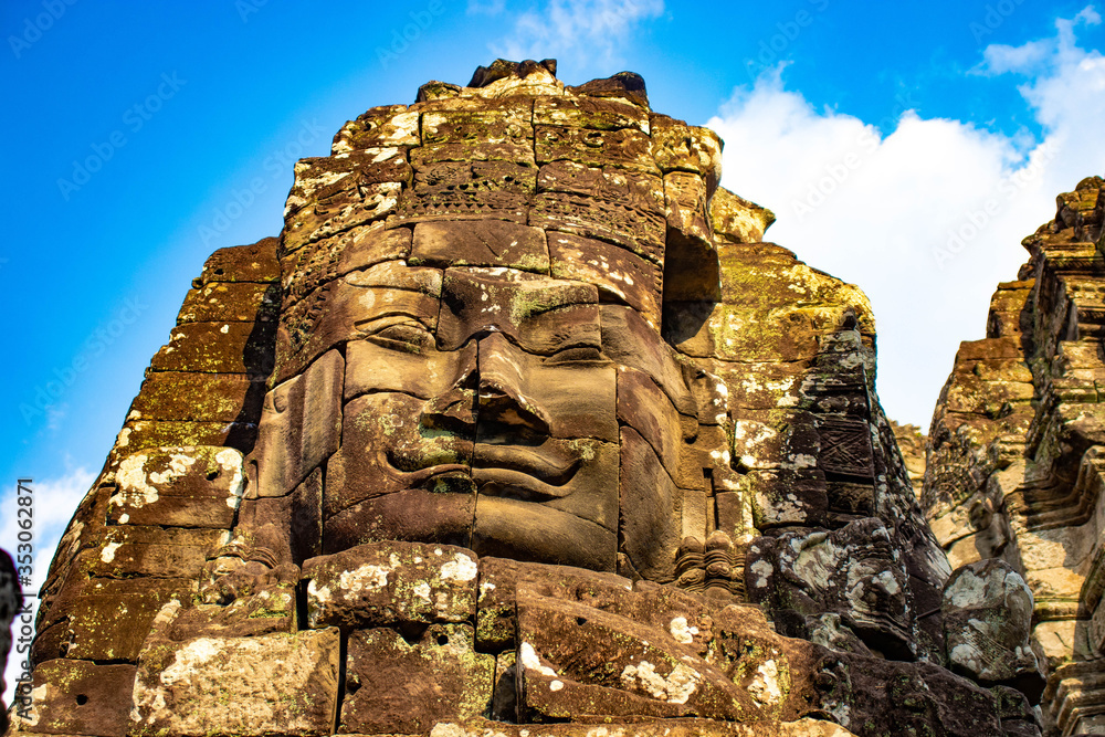 A beautiful view of Bayon temple at Siem Reap, Cambodia.