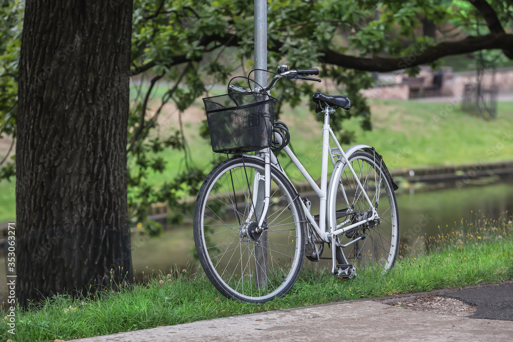 Bicycle in the square at the water channel