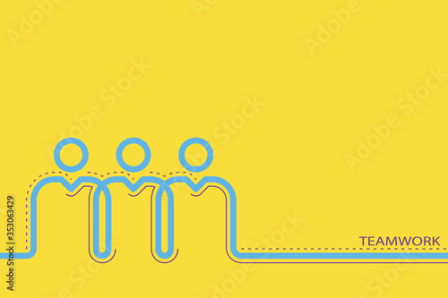 Abstract teamwork icon businessmen in line. Business concept vector background