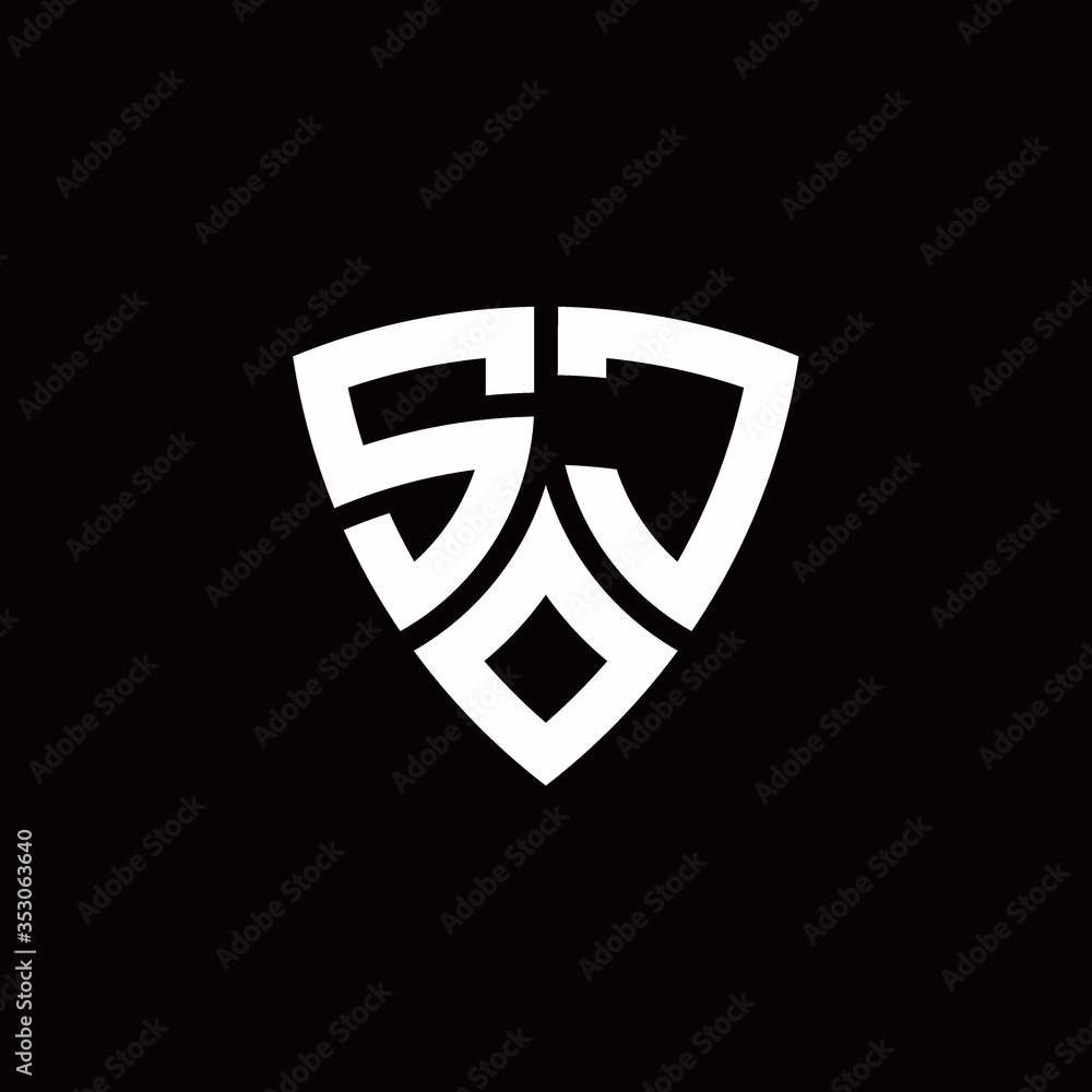SJ monogram logo with modern shield style design template SJ monogram logo with modern shield style design template