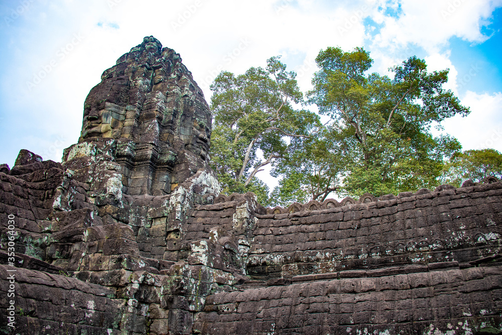 A beautiful view of Bayon temple at Siem Reap, Cambodia.