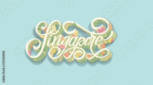 Photography Singapore - beautiful calligraphy illustration with national flowers
