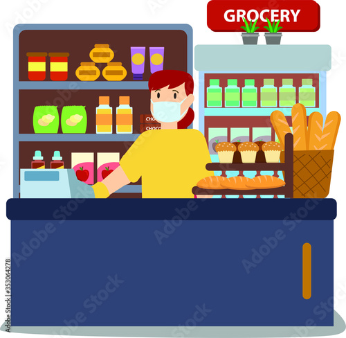 Grocery shop still open in pandemic illustration