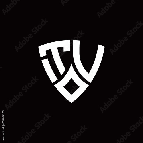 TV monogram logo with modern shield style design template