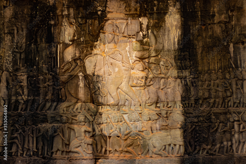 Obraz premium Piękny widok na świątynię Bayon w Siem Reap w Kambodży.