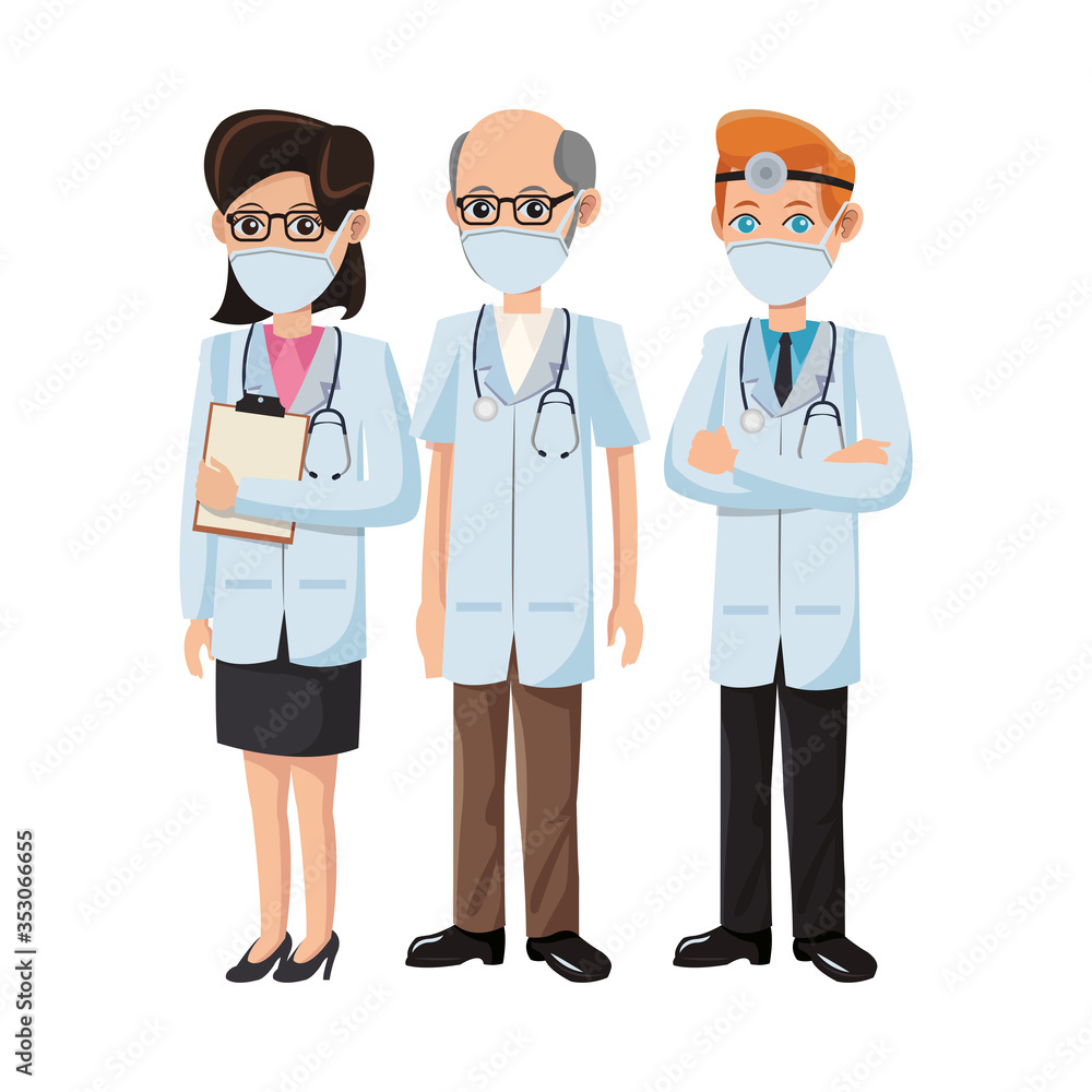 group of doctors using medical masks group of doctors using medical masks