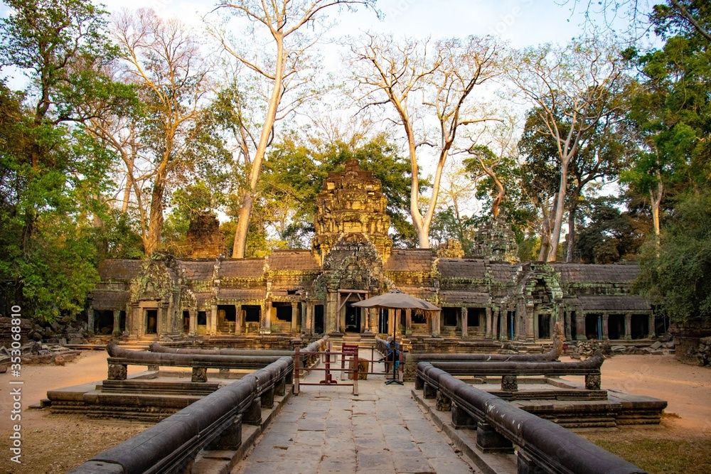 A beautiful view of Ta Phrom temple at Siem Reap, Cambodia. A beautiful view of Ta Phrom temple at Siem Reap, Cambodia.