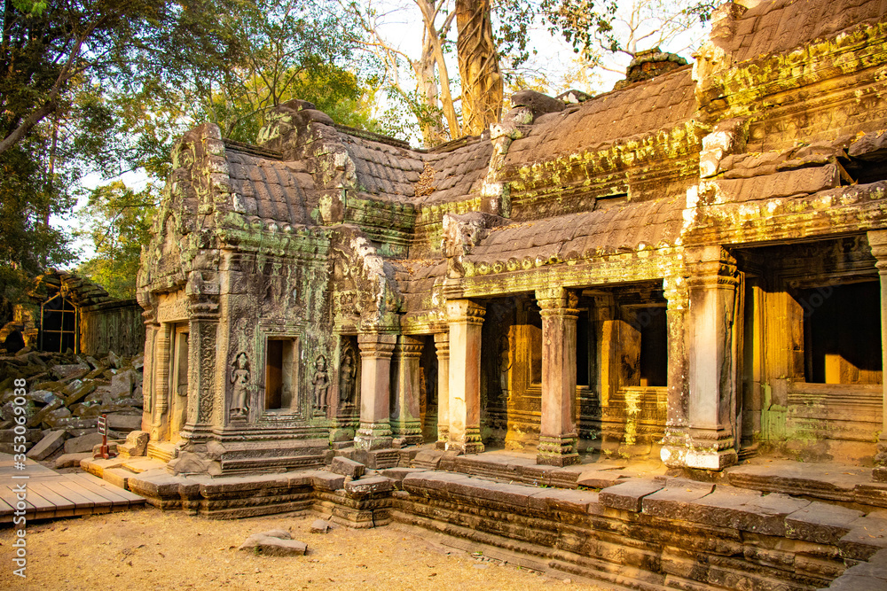 A beautiful view of Ta Phrom temple at Siem Reap, Cambodia.