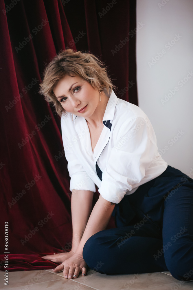 Attractive elegant senior woman with natural beauty in basic clothes Attractive elegant senior woman with natural beauty in basic clothes