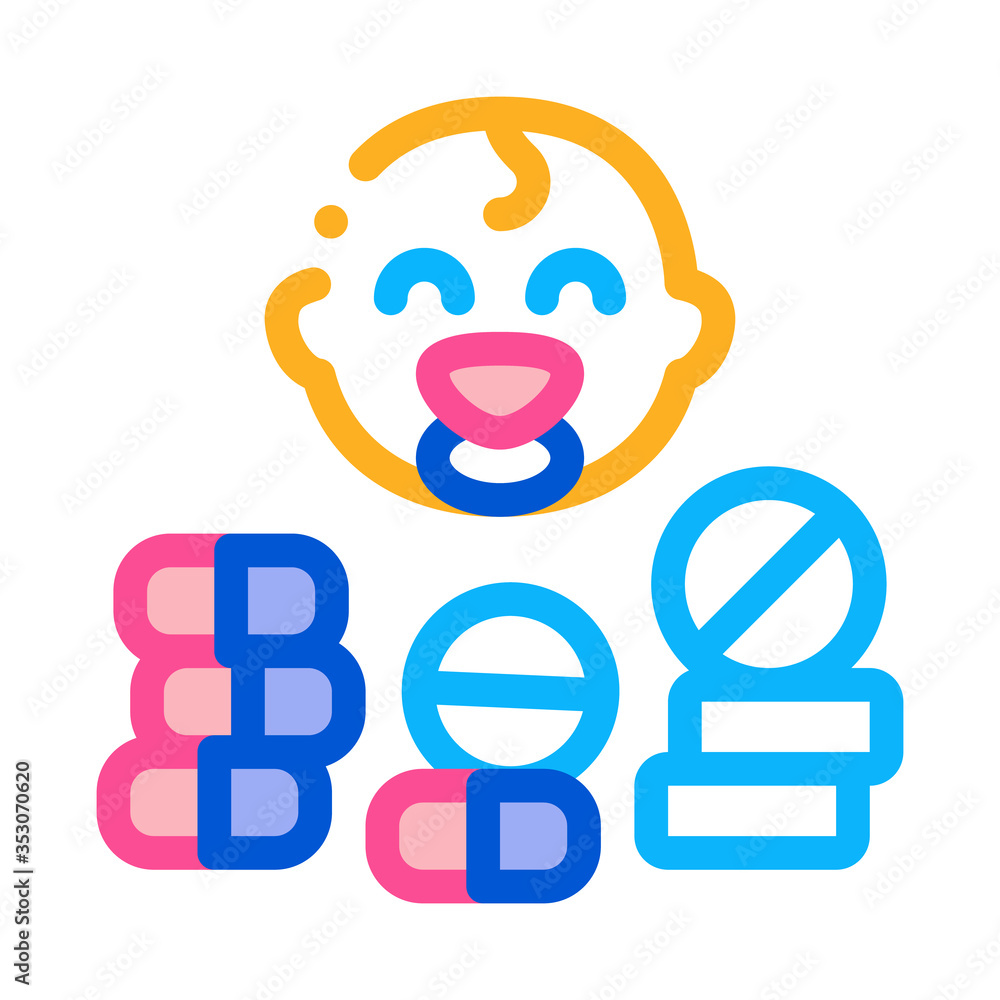 baby care pills icon vector. baby care pills sign. color symbol illustration baby care pills icon vector. baby care pills sign. color symbol illustration